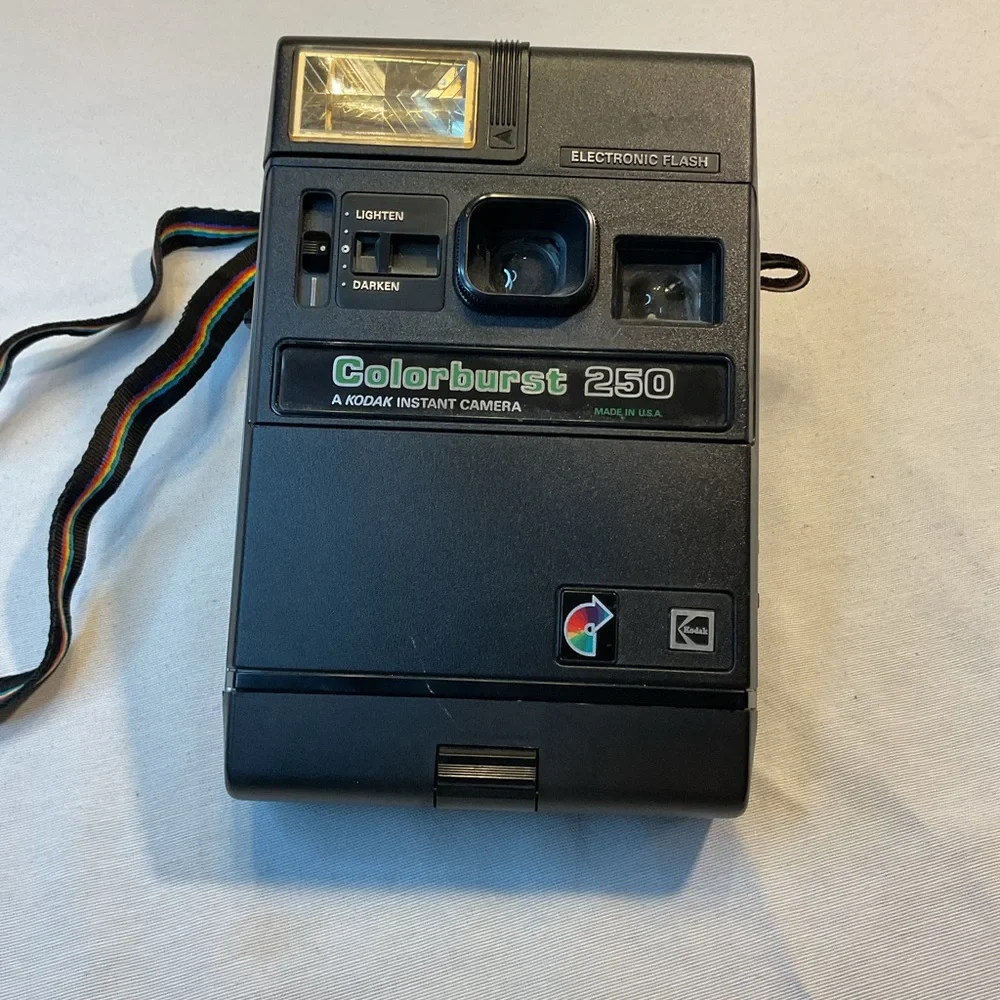 Kodiac Colorburst 250 Slide Flash Bulb, Colorful Neck Strap Camera Vintage Retro